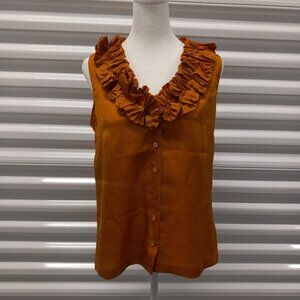 J.Crew Silk Annalise Ruffle Cami Size 6 Bronze